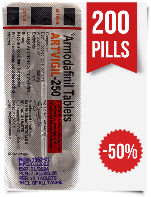 Extra Stong Artvigil 250 mg x 200 Pills